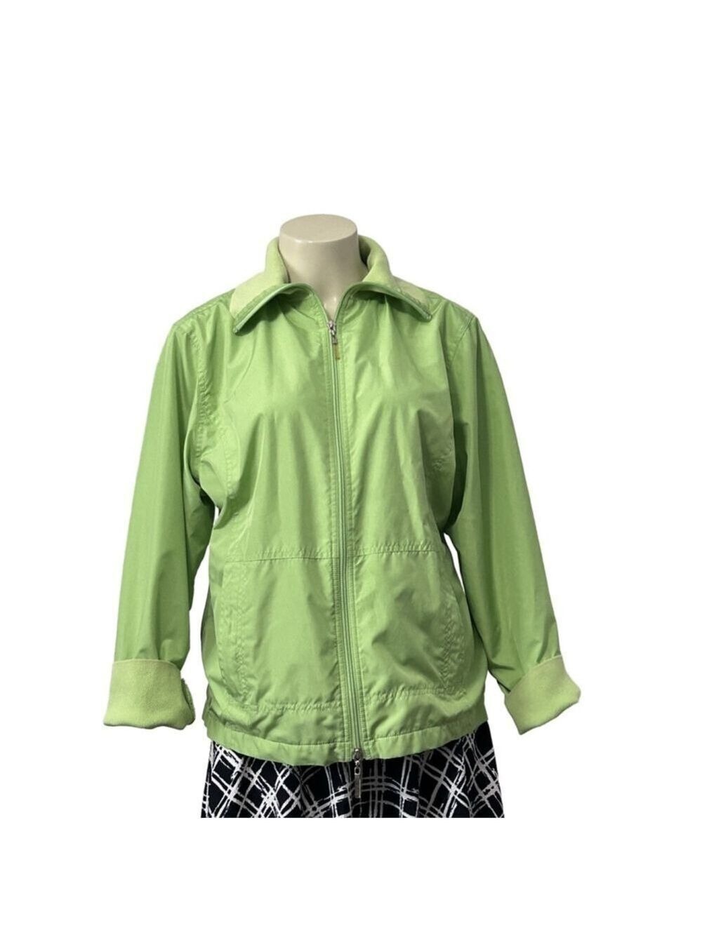IZOD Lime Green Full Zip Windbreaker Jacket Women’s XL